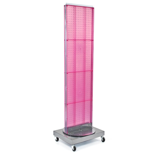 Azar Displays Two-Sided Pegboard Floor Display on Revolving Wheeled Base. Spinner Rack Stand. 700253-PNK - main